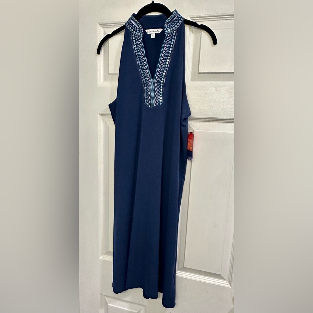 Sunsets & Sweet Tea New with Tags Navy Blue Dress with Detailed Sequin Neckline